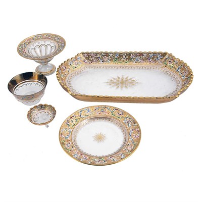 Lot 306 - Continental Gilt and Enameled Glass Dessert...