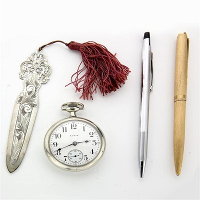 Lot 82 - Assorted Group of U.S. Coins and Currency, One Pocket Watch, One Gold Pen and Group of Gold and Metal Jewelry and Items