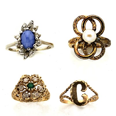 Lot 120 - Assorted Group of Gold and Metal Jewelry and Stamps