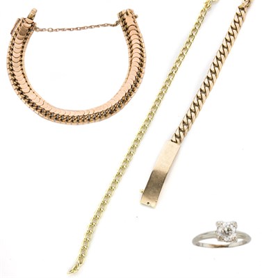 Lot 13 - Assorted Group of Gold and Metal Jewelry and Diamond Ring