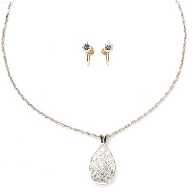 Lot 54 - Diamond Pendant and Cubic Zarconia Earrings