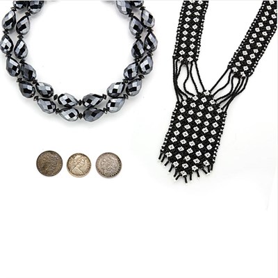 Lot 121 - Assorted Group of U.S. and Foreign Coins and Currency, Silver and Metal Costume Jewelry and Gold Bangle Bracelet