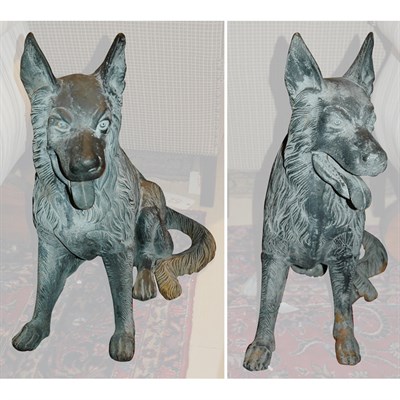 Lot 504 - Pair of Cast Iron Figures of German Shepards...