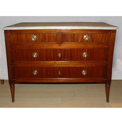 Lot 444 - Louis XVI Style Marble Top Mahogany Commode...