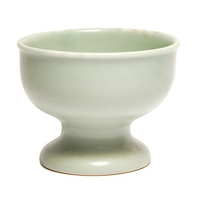 Lot 205 - Chinese Celadon Glazed Porcelain Stem Cup 18th...