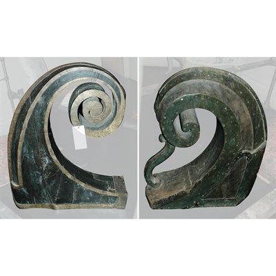 Lot 93 - Two Metal Mounted Wood Architectural Elements...