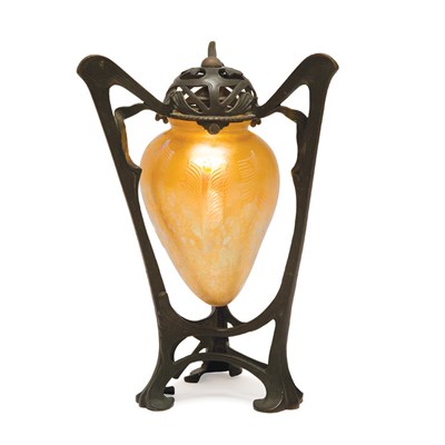 Lot 300 - Austrian Art Nouveau Bronze and Unsigned Loetz...