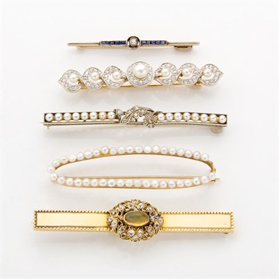 Lot 709 - Group of Five Period Bar Pins