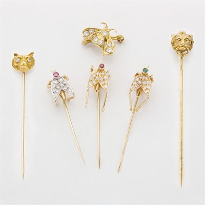 Lot 896 - Group of Five Stickpins and One Pin