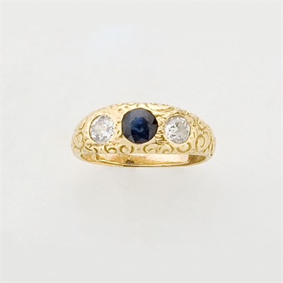 Lot 810 - Gold, Sapphire and Diamond Gypsy Ring
