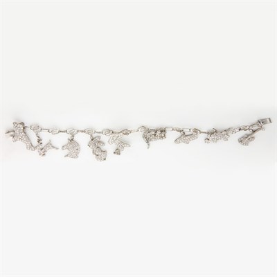 Lot 782 - Platinum and Diamond Charm Bracelet