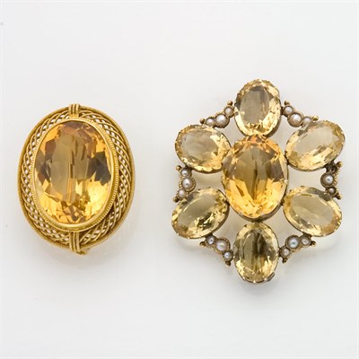 Lot 725 - Two Antique Citrine Brooches