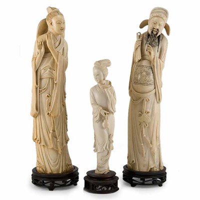 Lot 154 - Group of Three Chinese Carved Ivory Figures...