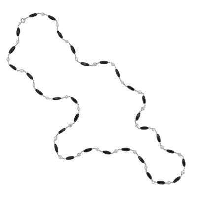 Lot 536 - Art Deco Platinum, Black Onyx and Diamond Chain Necklace