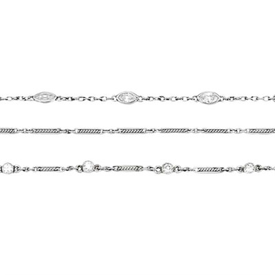 Lot 381 - Two Platinum and Diamond Chain Necklaces