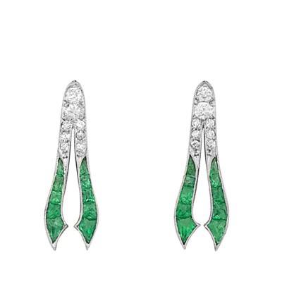 Lot 459 - Pair of Emerald and Diamond Fragments