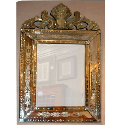 Lot 163 - Venetian Style Etched Glass Mirror Framed...