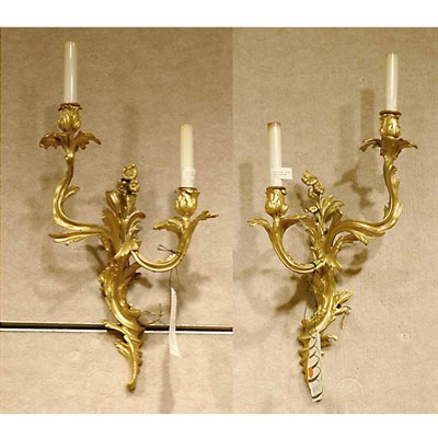 Lot 59 - Pair of Louis XV Style Gilt-Bronze Two-Light...
