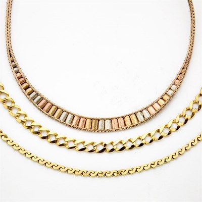 Lot 857 - Group of Three Gold Necklaces