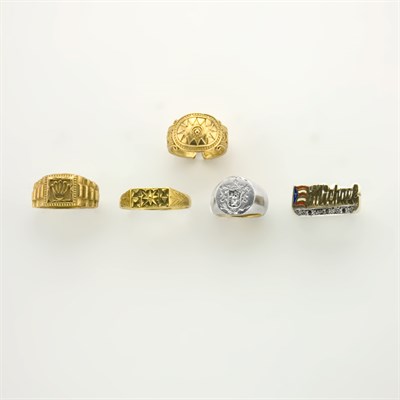 Lot 844 - Group of Five Gold Rings
