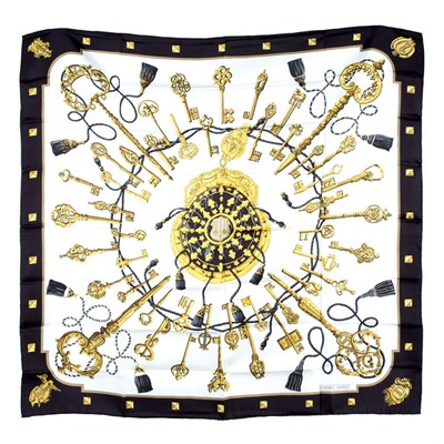 Lot 248 - Hermes Scarf The Keys Shades of gold, gray and...