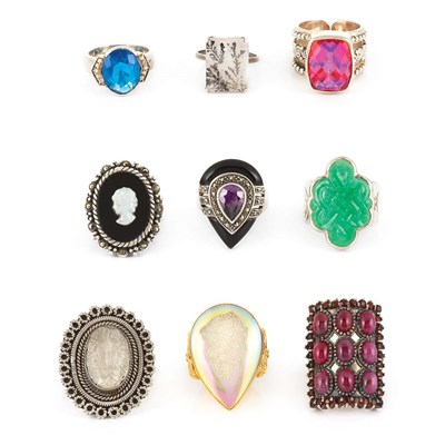 Lot 176 - Group of Assorted Sterling Silver and Metal Rings