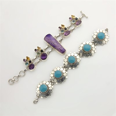 Lot 137 - Group of Assorted Sterling Silver and Metal Bangle Bracelets