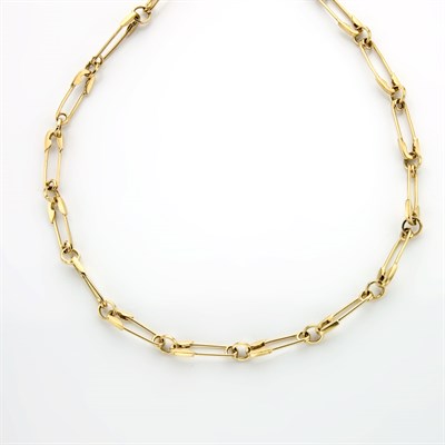 Lot 590 - Gold Safety Pin Necklace