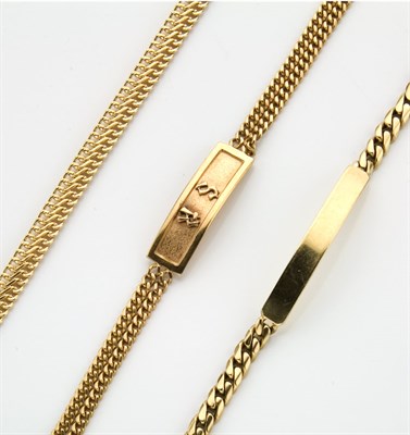 Lot 305 - Four Gold Bracelets