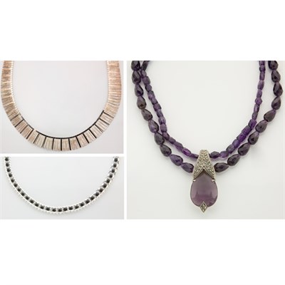 Lot 135 - Group of Assorted Sterling Silver and Metal Necklaces