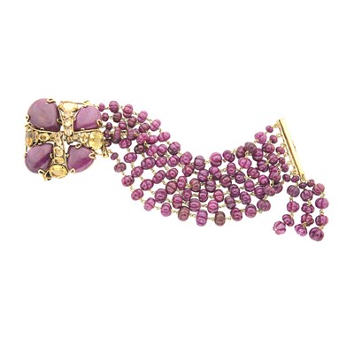 Lot 330 - Iradj Moini Carved Ruby Bead Six Strand...