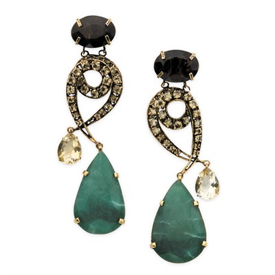 Lot 329 - Iradj Moini Dangling Earrings Blackened...