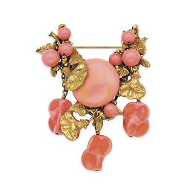 Lot 111 - Miriam Haskell Dangling Brooch Gold-tone metal...