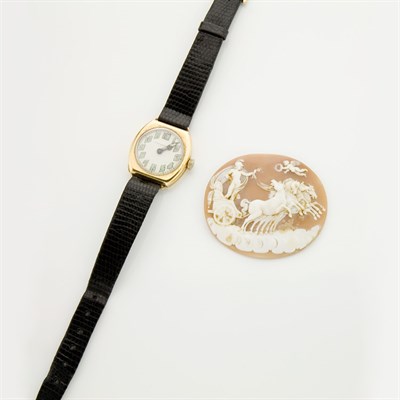 Lot 225 - Gold Wristwatch, Tiffany & Co., Longines, and Shell Cameo