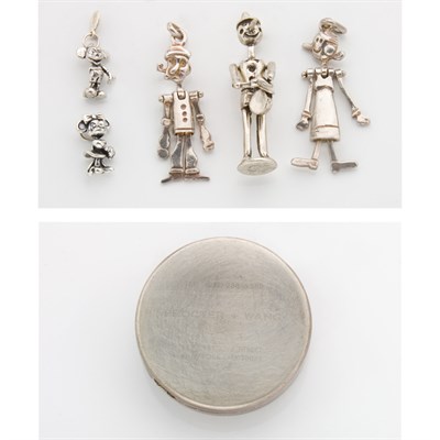 Lot 236 - Group of Sterling Silver Charms and Tape Measure