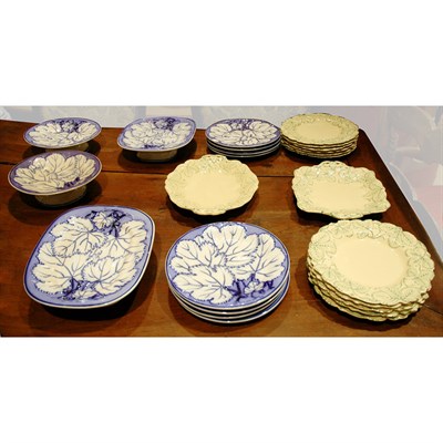 Lot 187 - Two English Leaf Decorated Partial Dessert...