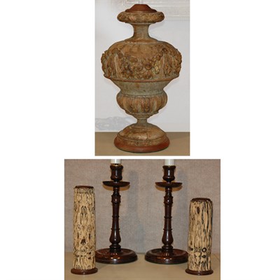 Lot 273 - Pair of Georgian Style Mahogany Candlesticks;...
