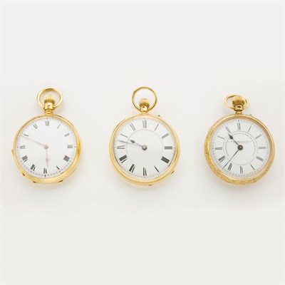 Lot 153 - Three Gold Open Face Pocket Watches
