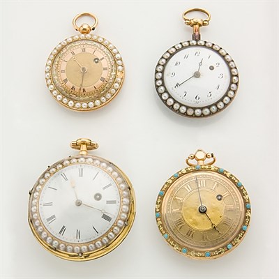 Lot 152 - Four Gold Open Face Pendant-Watches