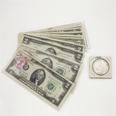 Lot 21 - Assorted Group of U.S. Currency and One Silver Dollar