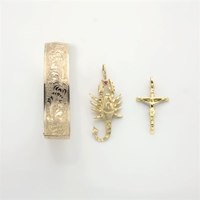 Lot 50 - Assorted Group of Gold and Metal Jewelry and U.S. Currency and Coins and Foreign Coins