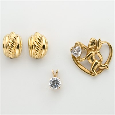 Lot 796 - Assorted Group of Earrings, Pendants and Charm Bracelet
