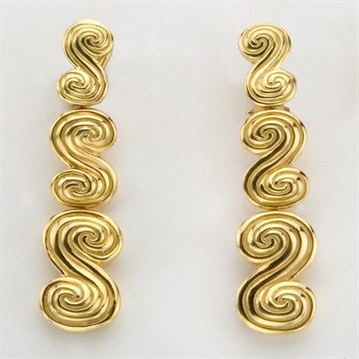 Lot 531 - Pair of Gold Pendant-Earclips, Tiffany & Co.