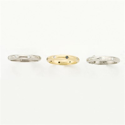 Lot 203 - Three Platinum and Gold and Diamond Band Rings, Reinstein / Ross