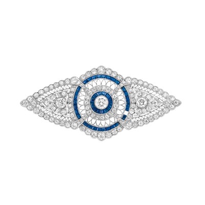 Lot 520 - Diamond and Sapphire Filigree Brooch