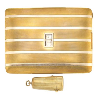 Lot 492 - Two-Color Gold Cigarette Case, Cartier and Holder and Case