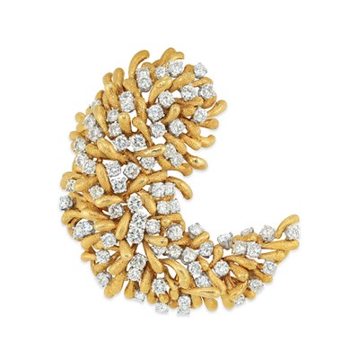Lot 433 - Gold, Platinum and Diamond Clip-Brooch, David Webb