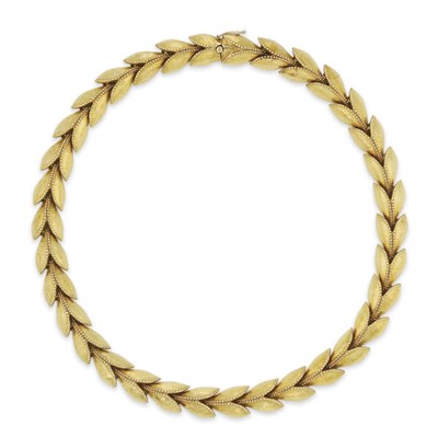 Lot 311 - Hammered Gold Leaf Necklace