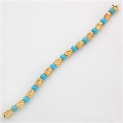 Lot 336 - Gold and Turquoise Bead Bracelet