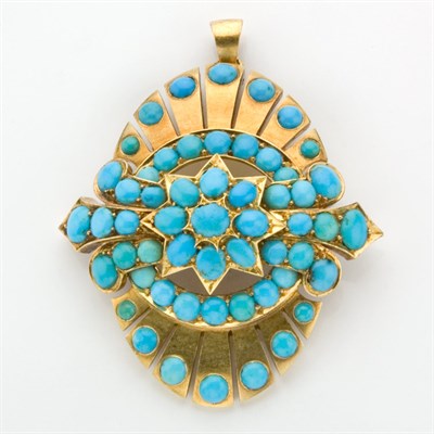 Lot 487 - Antique Gold and Turquoise Pendant